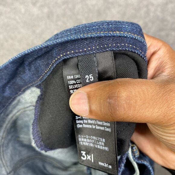 Selvedge Jeans Womens 25 Dark Blue 3X1 NYC Denim Skinny USA Selvedge - Picture 6 of 12